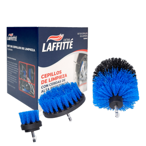 LAFFITTE SET 3 CEPILLOS AZULES LIMPIEZA PARA TALADRO