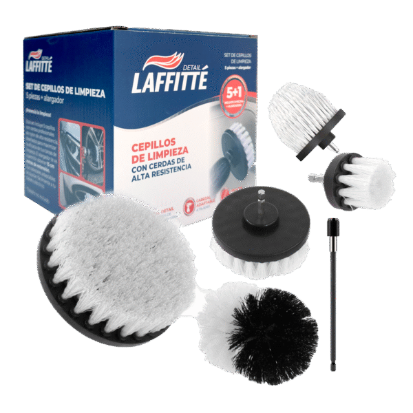 LAFFITTE SET 5 CEPILLOS BLANCOS CON ALARGADOR PARA TALADRO