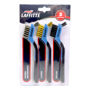 LAFFITTE KIT X 3 CEPILLOS 180MM NYLON, LATON Y ACERO
